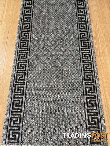 Xena Greek Key Grey Black Hall Runner Non-Slip 67cm Wide 2M  - 2533 Grey Black (DM9E) 67CM - photo 3 of 5