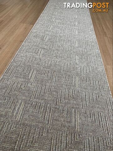 Roma Squares Mocha Hallway Runner 67CM Wide 2.5M  - POLAR MOCHA CREAM 67CM