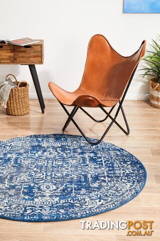 Evoke Contrast Navy Transitional Round Rug 240X240CM  - EVO-253-NAVY-240X240