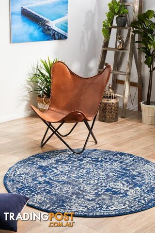 Evoke Contrast Navy Transitional Round Rug 240X240CM - EVO-253-NAVY-240X240 - photo 2 of 9