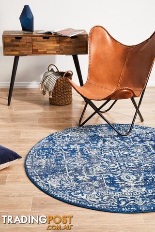 Evoke Contrast Navy Transitional Round Rug 240X240CM - EVO-253-NAVY-240X240 - photo 3 of 9