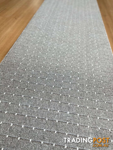 Roma Dots Grey Hallway Runner 67CM Wide 1M  - STANFORD GREY WHITE 67CM