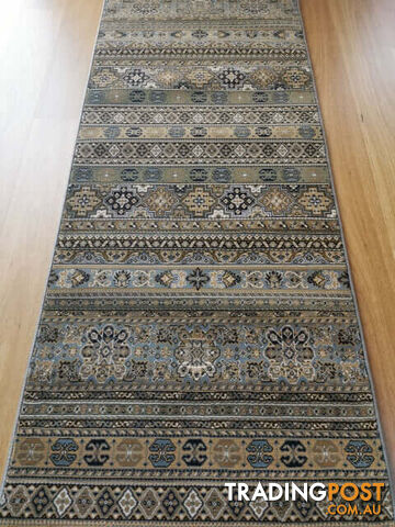 Afghan Wedgwood Blue Hallway Runner 80CM Wide 1M  - Afghan 135 Wedgwood Blue