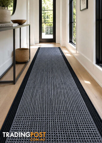 Chino Silver Black 2822 Hall Runner Non-Slip 80cm Wide 4M -...
