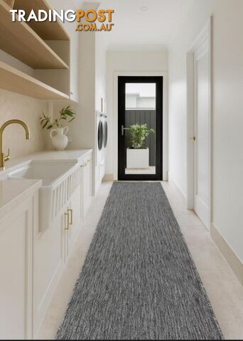 Malia Silver White Hallway Runner Non-Slip 80cm Wide 3M - CHINO 20022 SILVER...