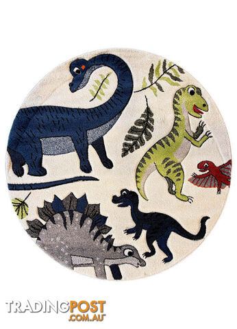 Cotton Candy E925A Dinosaur Cream ROUND 150x150cm - CC-E925A-Cream-150x150