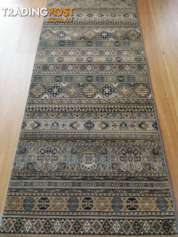 Afghan Wedgwood Blue Hallway Runner 80CM Wide 8.5M  - Afghan 135 Wedgwood Blue