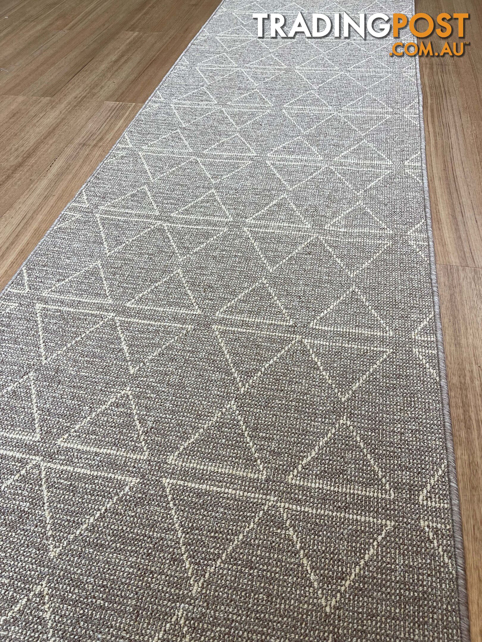 Roma Triangles Mocha Hallway Runner 80CM Wide 1M  - Aqaba Mocha 80Cm