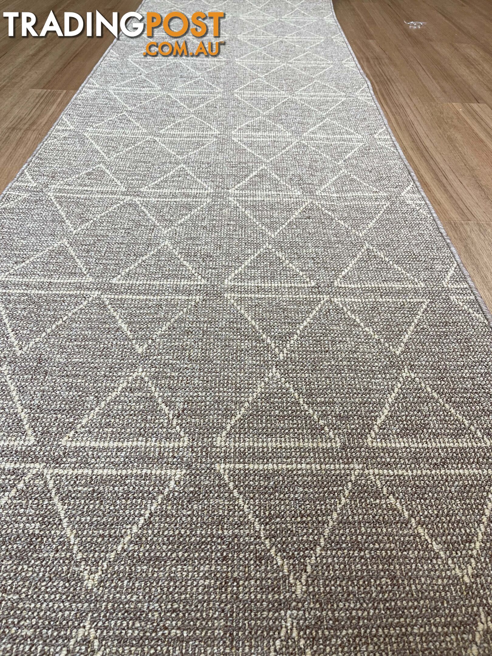 Roma Triangles Mocha Hallway Runner 80CM Wide 1M  - Aqaba Mocha 80Cm