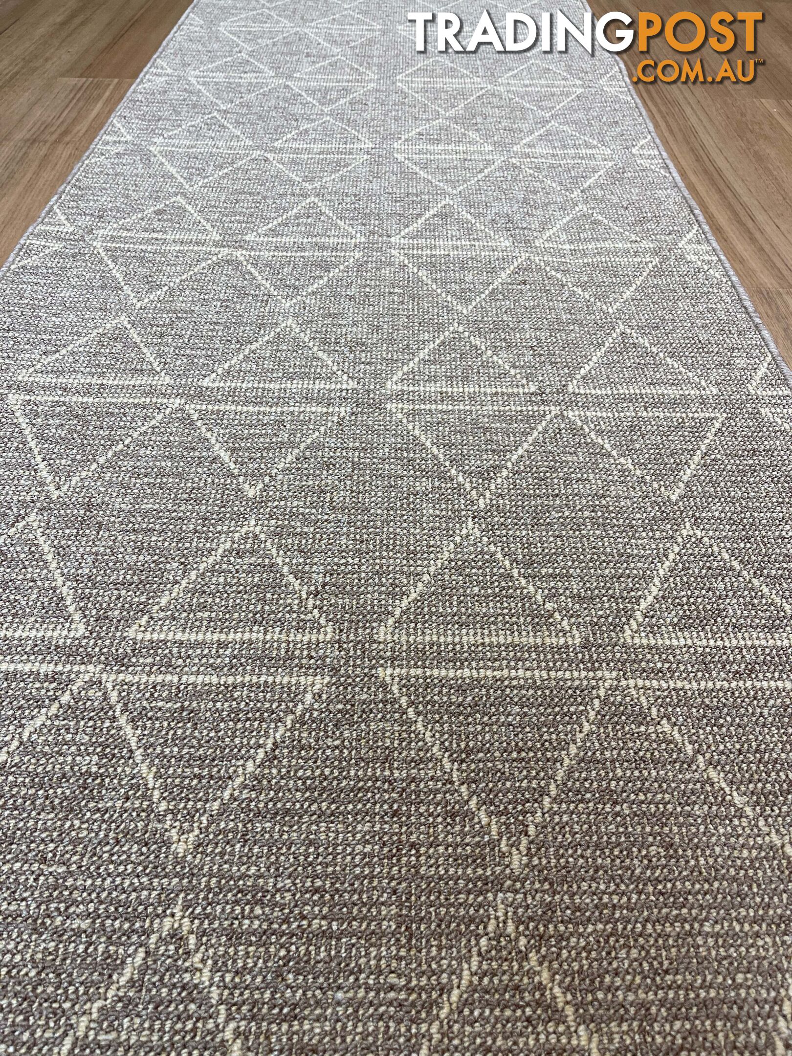 Roma Triangles Mocha Hallway Runner 80CM Wide 1M  - Aqaba Mocha 80Cm