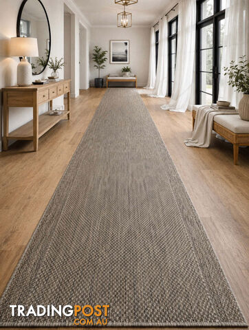 Malia Taupe Linen Hallway Runner Non-Slip 80cm Wide 12M - CHINO 20022 TAUPE...