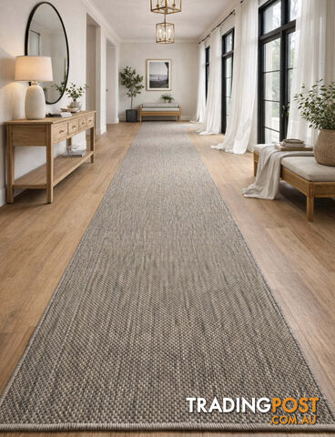 Malia Taupe Linen Hallway Runner Non-Slip 67cm Wide 4M - CHINO 20022 TAUPE LINEN...