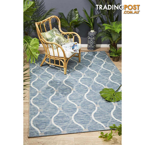 Terrace Denise Trellis Rug Blue 400X80CM - TER-5501-BLU-400X80
