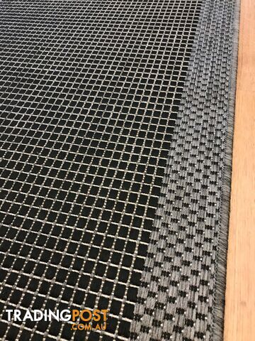 Suva Black Grey Flat Woven Hall Runner Non-Slip 17 212 7M - 17-212
