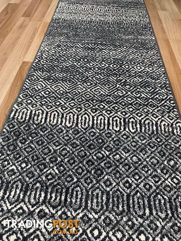 Seville Black White Hallway Runner 80CM Wide 11.5M - AXON-E614633-574-Runner