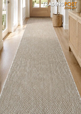 Malia Sand Hallway Runner Non-Slip 80cm Wide 14M