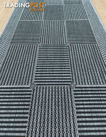 Suva Squares Black Grey 22 212 Hallway Runner Non Slip 1M  - Suva Black Grey 22/212