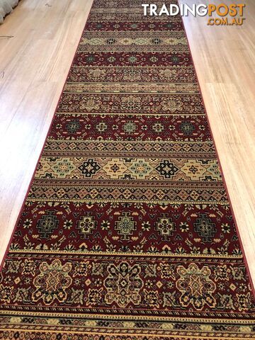 Afghan Red Hallway Runner 80CM Wide 10.5M  - Afghan 135 Red