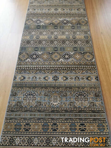 Afghan Wedgwood Blue Hallway Runner 80CM Wide 5M  - Afghan 135 Wedgwood Blue