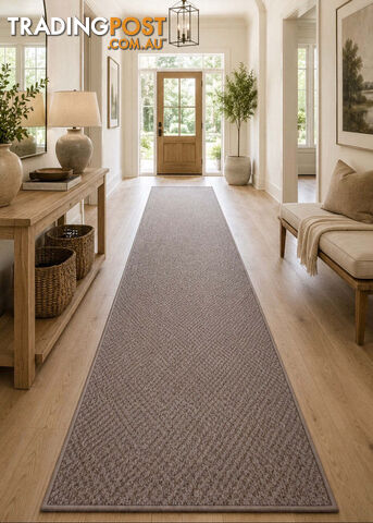 Phoenix Taupe Hall Runner 67cm Wide Non Slip Backing 7M - TANGO - TAUPE 80CM