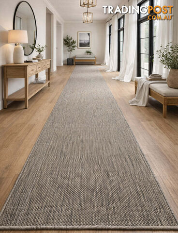 Malia Taupe Linen Hallway Runner Non-Slip 67cm Wide 2M - CHINO 20022 TAUPE LINEN...