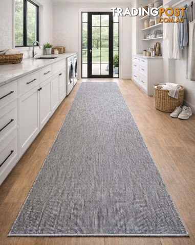 Malia Silver White Hallway Runner Non-Slip 80cm Wide 11.5M - CHINO 20022 SILVER...