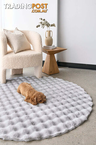 Bubble Silver Round - Machine Washable Rug 150X150CM - BUB-SILVER-150X150