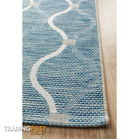 Terrace Denise Trellis Rug Blue 400X300CM - TER-5501-BLU-400X300 - photo 4 of 7