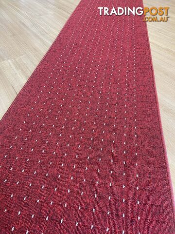 Roma Dots Red Hallway Runner 80CM Wide 1M 