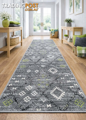 Seville Grey Green Hallway Runner 80CM Wide 5.5M -...