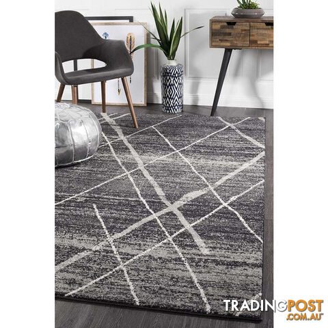 Oasis Noah Charcoal Contemporary Rug 400X80cm - OAS-452-CHAR-400X80