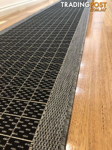 Suva Black Grey Hall Runner Non-Slip 405 212 13M - 405/212