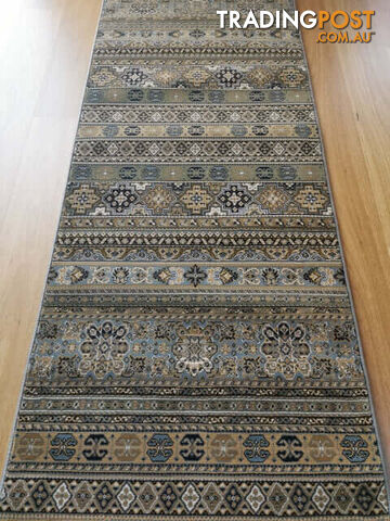 Afghan Wedgwood Blue Hallway Runner 80CM Wide 15M  - Afghan 135 Wedgwood Blue