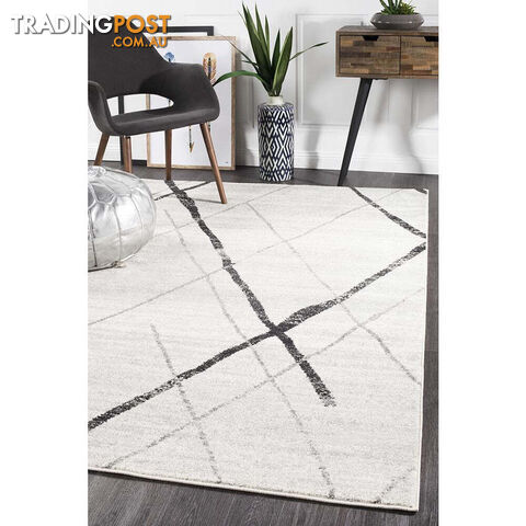 Oasis Noah White Grey Contemporary Rug 300X80cm - OAS-452-GREY-300X80