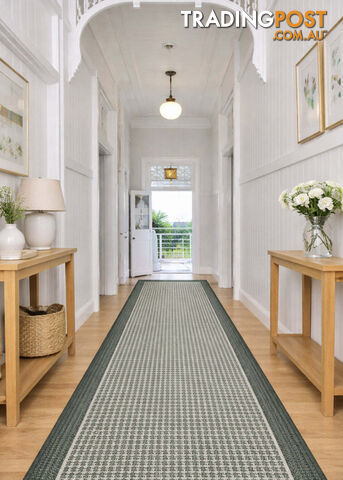 Chino 2822 Green Linen Hallway Runner Non-Slip 80CM 17M