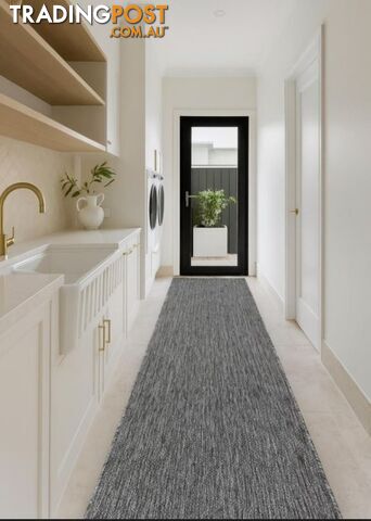 Malia Silver White Hallway Runner Non-Slip 80cm Wide 1M - CHINO 20022 SILVER...