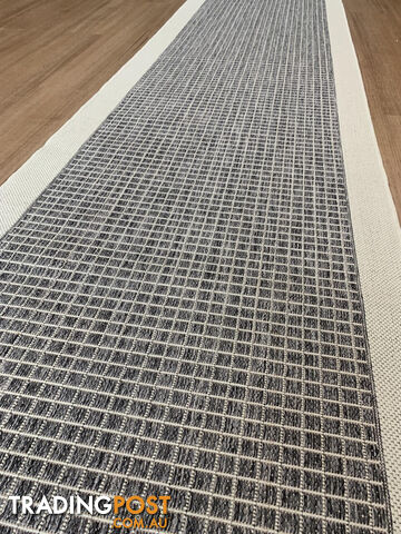 Chino 2530 Silver Ivory Hallway Runner Non-Slip 80CM Wide 11.5M -...