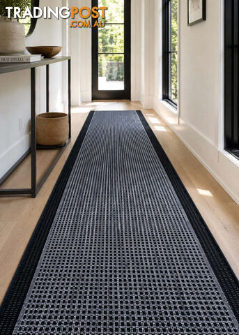 Chino Silver Black 2822 Hall Runner Non-Slip 80cm Wide 1M - Chino Silver Black...