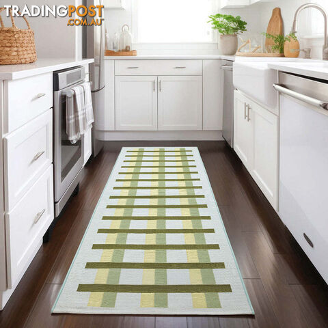Vista Lattice Green Runner Rug 200X80CM - VTA-LAT-GREEN-200X80