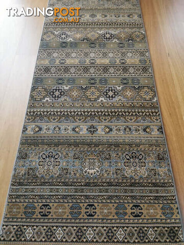 Afghan Wedgwood Blue Hallway Runner 80CM Wide 3.5M  - Afghan 135 Wedgwood Blue