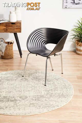 Evoke Dream White Silver Transitional Round Rug 150X150CM -...