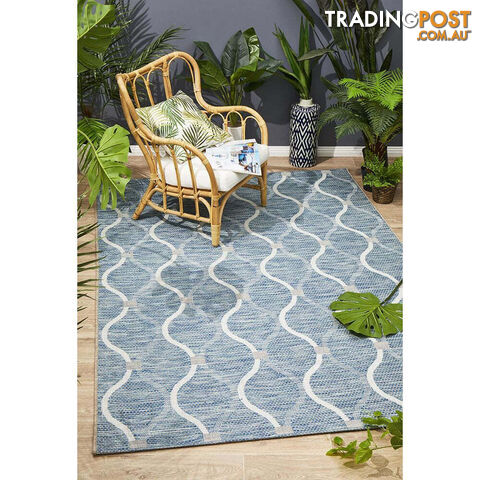 Terrace Denise Trellis Rug Blue 290X200CM  - TER-5501-BLU-290X200