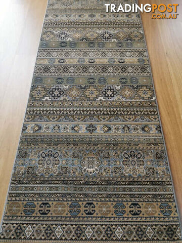 Afghan Wedgwood Blue Hallway Runner 80CM Wide 14M  - Afghan 135 Wedgwood Blue