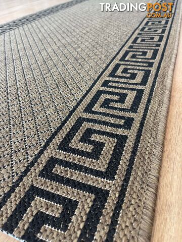 Xena Greek Key Natural Black Hall Runner Non-Slip 80cm Wide 4.5M - 2533 Natural...