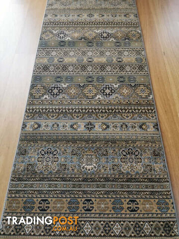 Afghan Wedgwood Blue Hallway Runner 80CM Wide 8M  - Afghan 135 Wedgwood Blue