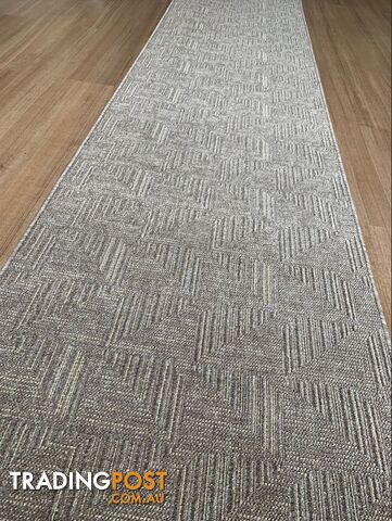 Roma Squares Mocha Hallway Runner 67CM Wide 1M  - POLAR MOCHA CREAM 67CM