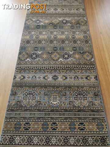 Afghan Wedgwood Blue Hallway Runner 80CM Wide 7M  - Afghan 135 Wedgwood Blue