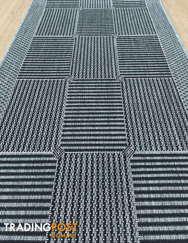 Suva Squares Black Grey 22 212 Hallway Runner Non Slip 6M - Suva Black Grey...