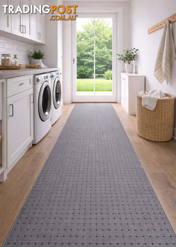 Roma Dots Grey Black Hallway Runner 80CM Wide 14.5M - STANFORD GREY WHITE 80CM