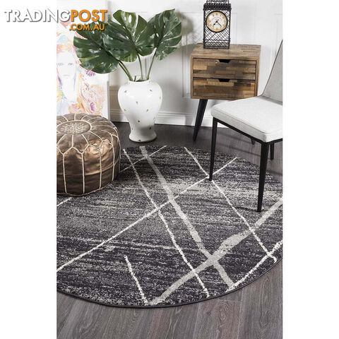 Oasis Noah Charcoal Contemporary Round Rug 200X200cm - OAS-452-CHAR-200X200